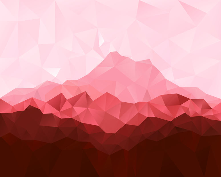 Low poly geometrical background with red mountains